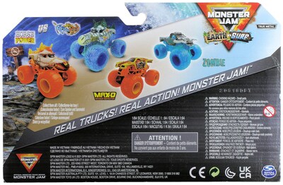 Foto 2 | Paquete Doble De Toy Truck Monster Jam Earth Vs Surf A Escala 1:64 - Venta Internacional.