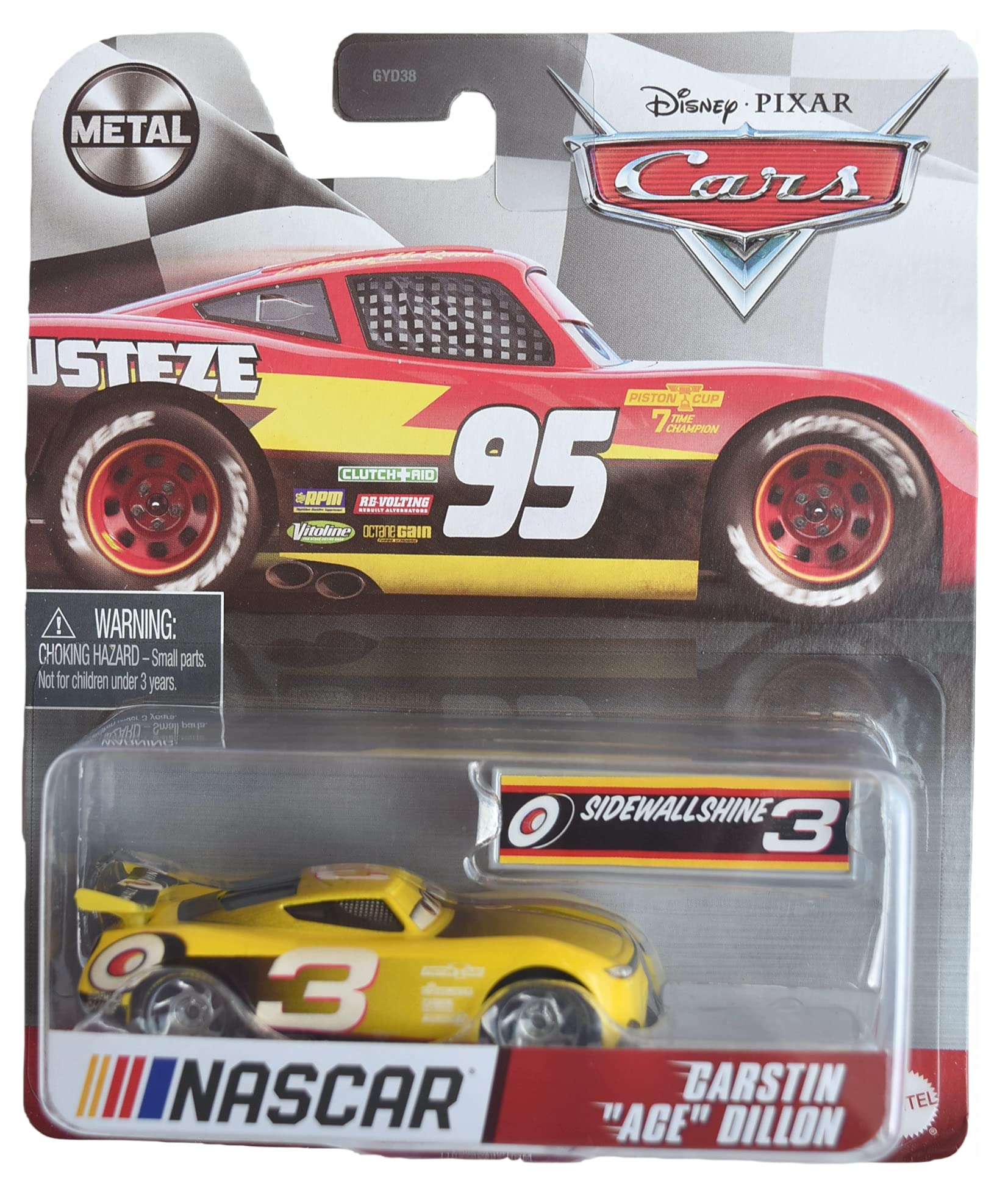 Coche Fundido Disney Pixar Cars Carstin Ace Dillon Nascar #3 - Venta Internacional.
