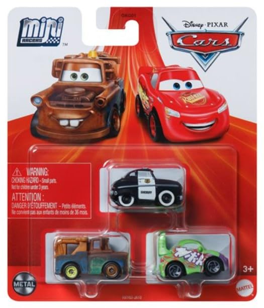 Foto 2 pulgar | Pack De 3 Minicarreras De Disney Cars (speed Limit Mater, Sheriff Y Wingo) - Venta Internacional.
