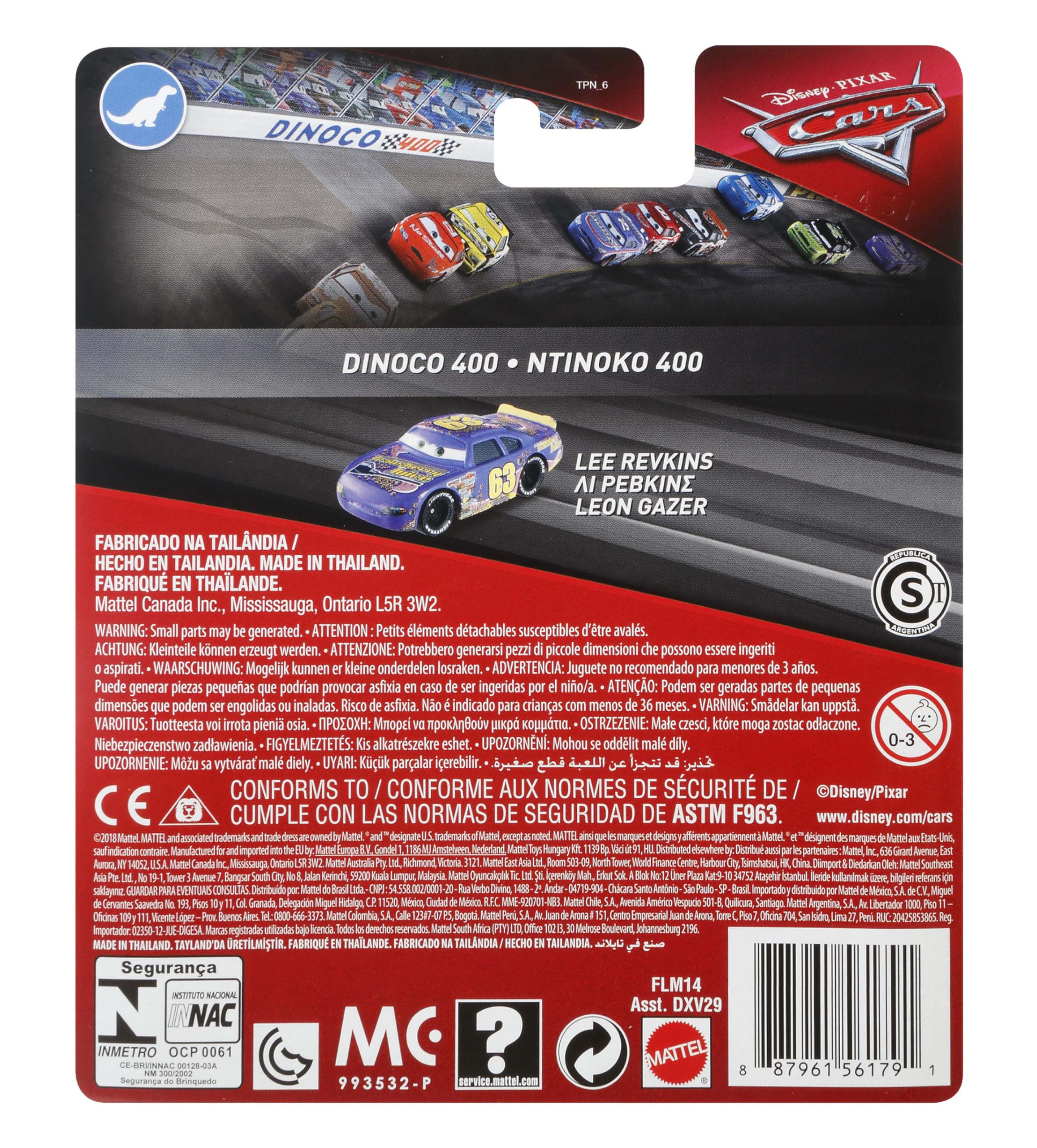 Foto 6 pulgar | Toy Disney Cars Lee Revkins A Escala 1:55 Moldeados A Presión - Venta Internacional.