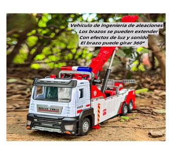 Foto 2 | Grúa De Ingeniería De Aleaciones Con Luz Belug, Rojo Blanco