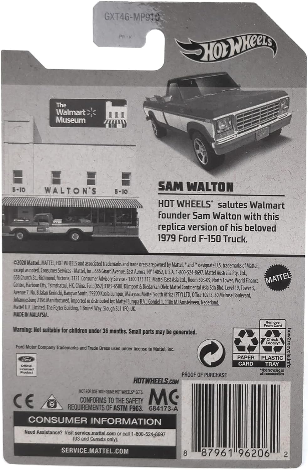 Foto 3 pulgar | Coche De Juguete Hot Wheels Saluda A Sam Walton 1979 Ford F-150 1:64 - Venta Internacional.