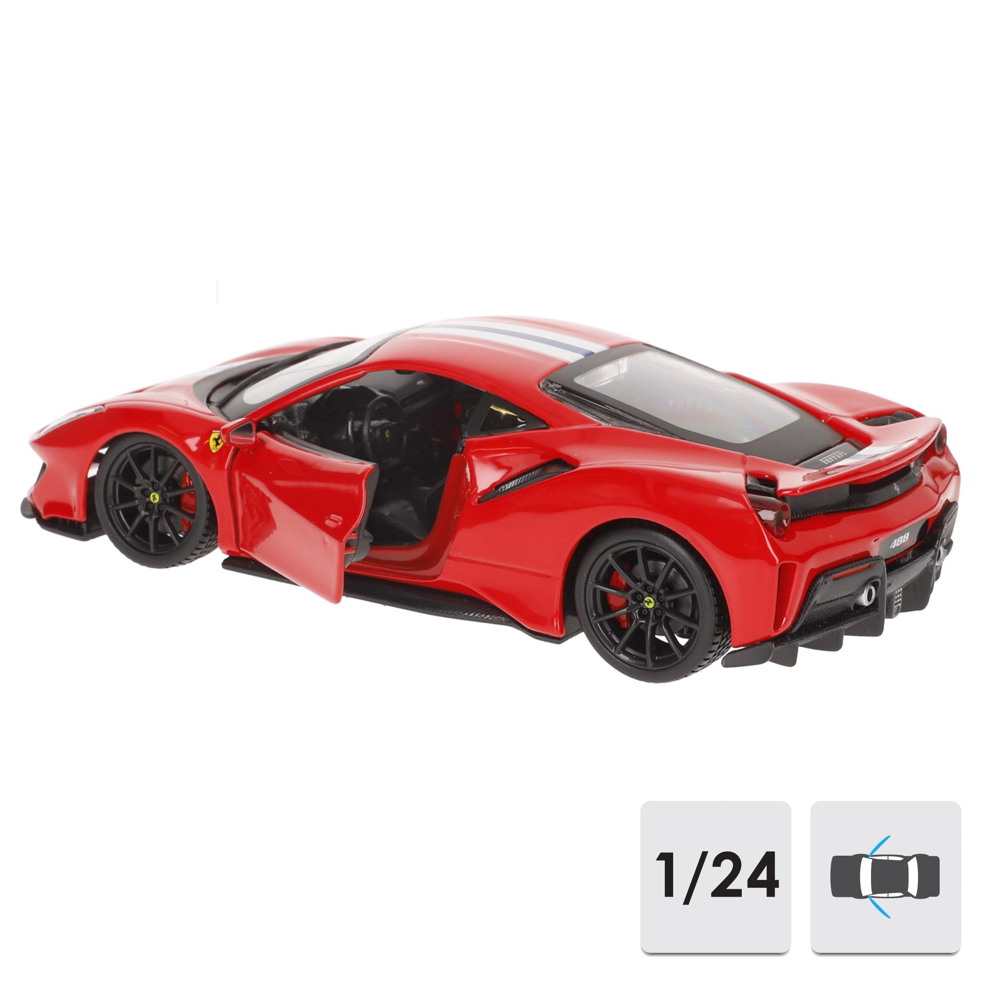 Foto 3 pulgar | Bburago Ferrari 488 Pista De Metal Fundido A Presión, Escala 1:24, Color Rojo - Venta Internacional.