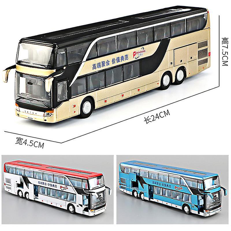 Foto 3 | Vehículo De Juguete Doble, Autobús Turístico, Aleación, Escala 1:32 - Venta Internacional.