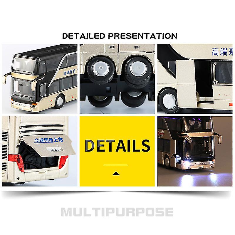 Foto 5 pulgar | Vehículo De Juguete Doble, Autobús Turístico, Aleación, Escala 1:32 - Venta Internacional.
