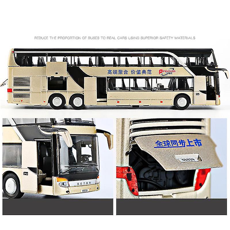 Foto 5 | Vehículo De Juguete Doble, Autobús Turístico, Aleación, Escala 1:32 - Venta Internacional.