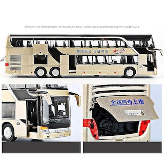 Foto 5 | Vehículo De Juguete Doble, Autobús Turístico, Aleación, Escala 1:32 - Venta Internacional.
