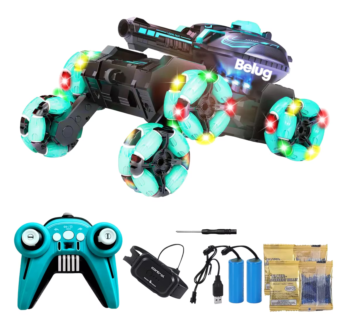 Foto 3 pulgar | Tanque Belug Rc 6wd Con Lanzador De Balas Y Control Remoto Niños Azul