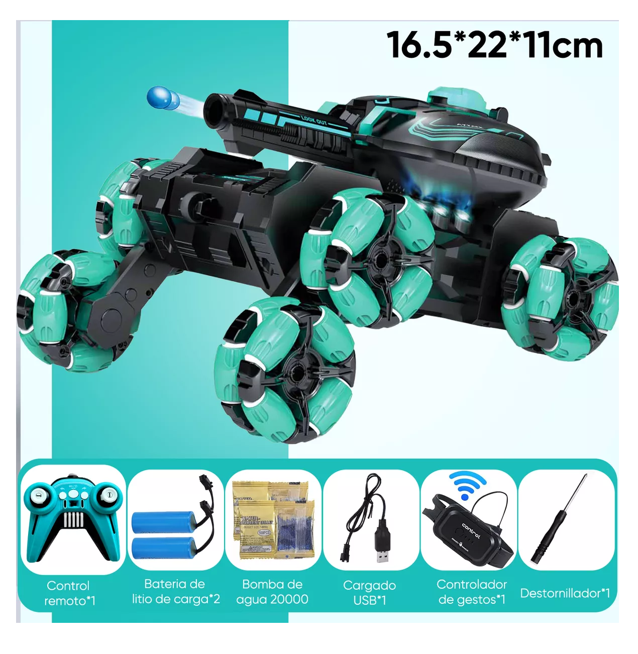 Foto 6 pulgar | Tanque Belug Rc 6wd Con Lanzador De Balas Y Control Remoto Niños Azul