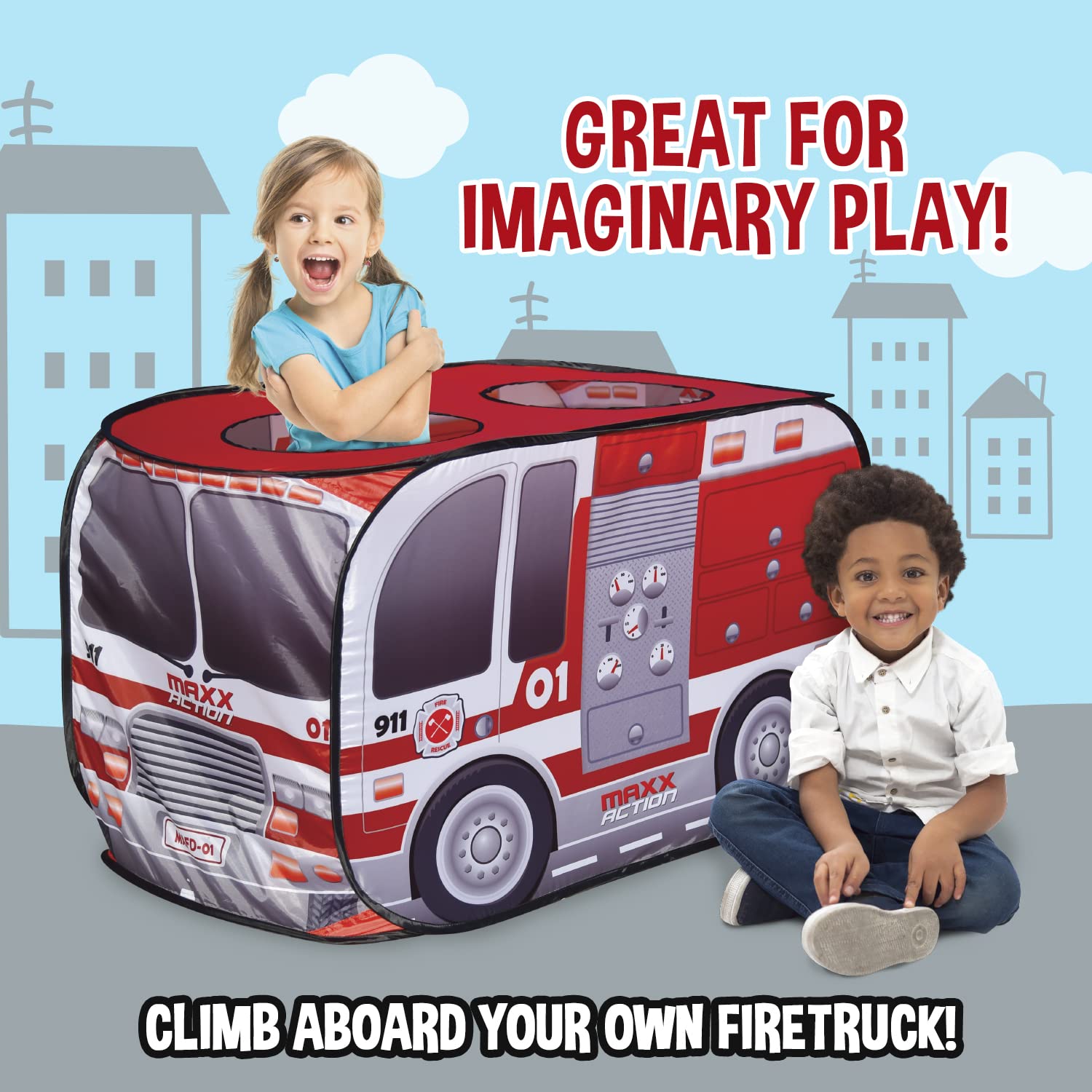 Foto 2 | Camión De Bomberos Desplegable Sunny Days Para Niños Indoor Playhouse - Venta Internacional.