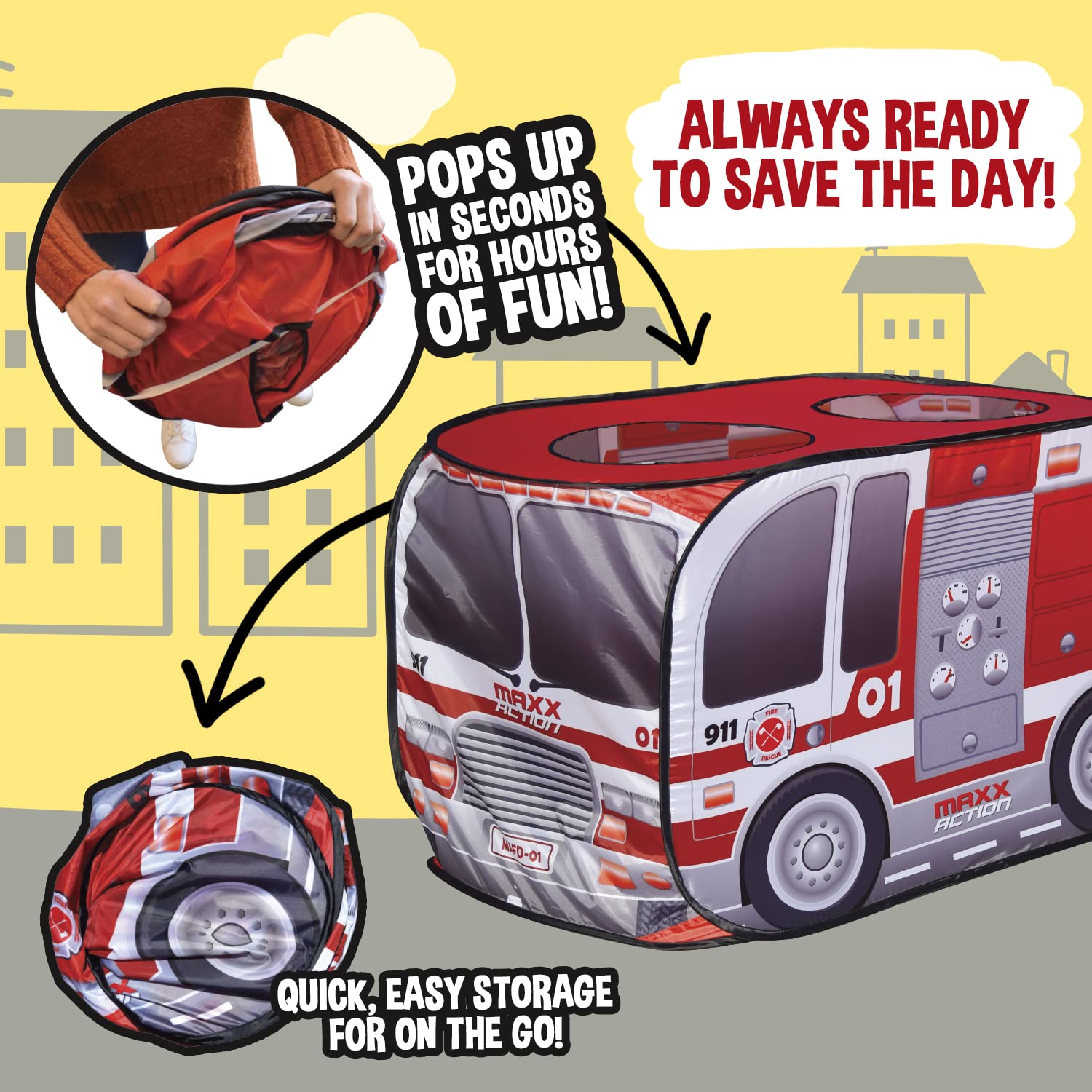 Foto 3 | Camión De Bomberos Desplegable Sunny Days Para Niños Indoor Playhouse - Venta Internacional.