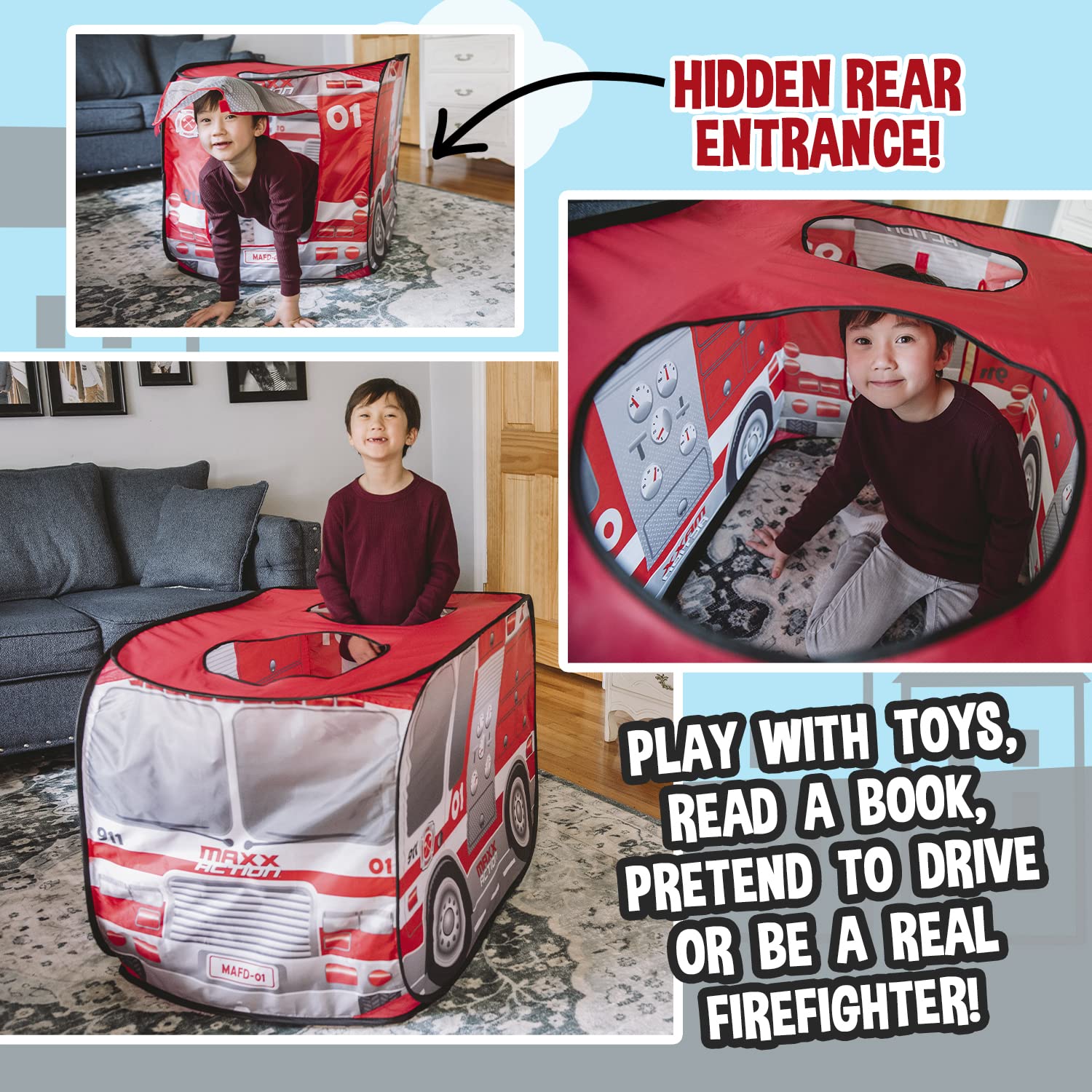 Foto 4 | Camión De Bomberos Desplegable Sunny Days Para Niños Indoor Playhouse - Venta Internacional.