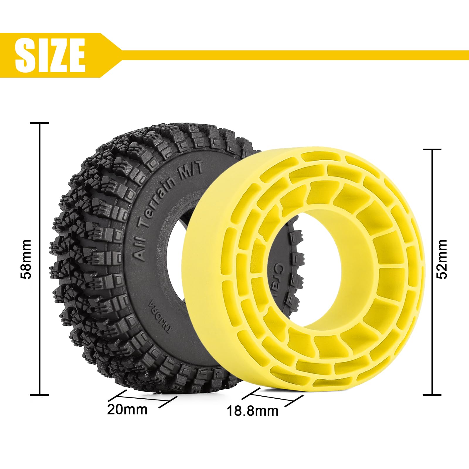 Foto 5 pulgar | Neumáticos E Insertos Para Coche 1/18 1/24 Trx4m Scx24 Rc Crawler Car - Venta Internacional.