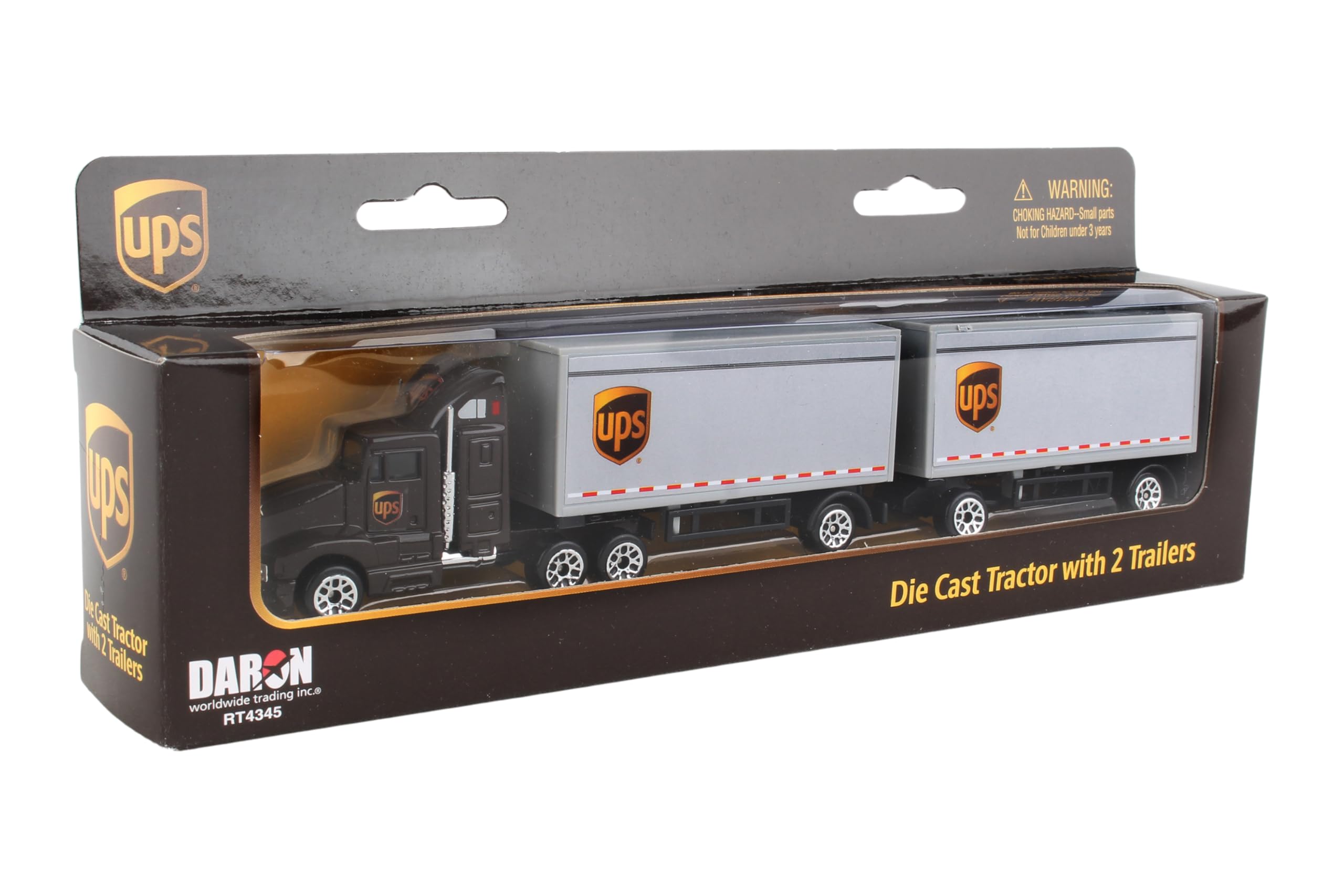 Foto 2 pulgar | Tractor Fundido A Presión Ups Toy Daron Con 2 Remolques Para Niños - Venta Internacional.