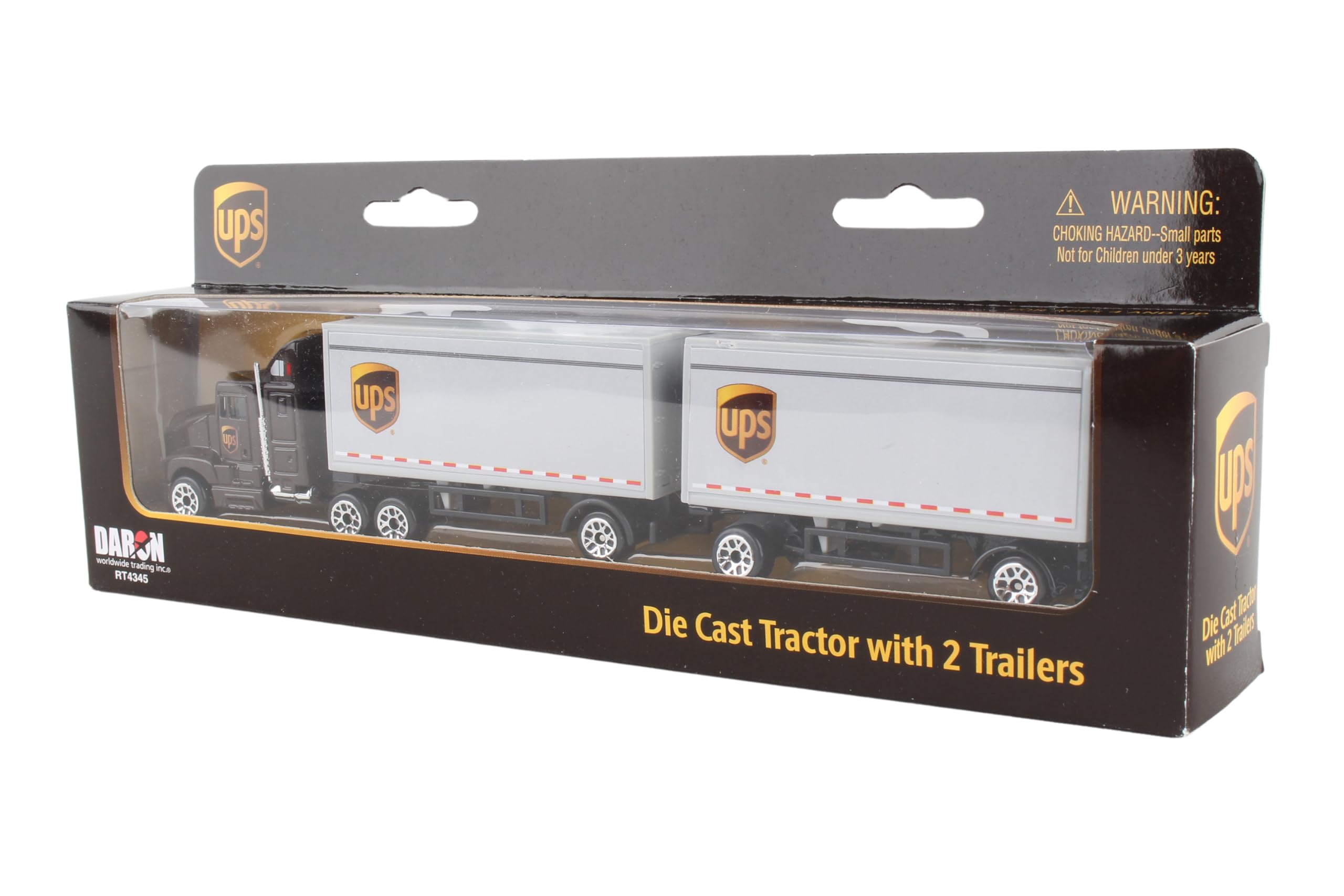 Foto 4 pulgar | Tractor Fundido A Presión Ups Toy Daron Con 2 Remolques Para Niños - Venta Internacional.