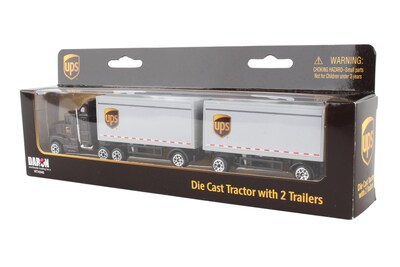 Foto 3 | Tractor Fundido A Presión Ups Toy Daron Con 2 Remolques Para Niños - Venta Internacional.