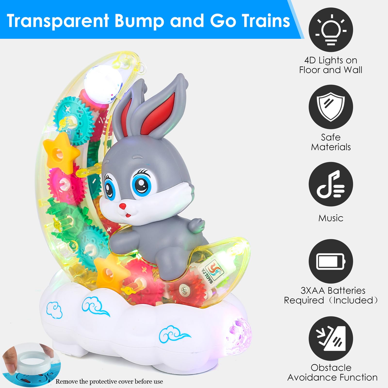 Foto 3 pulgar | Coche De Juguete Zhfuys Iluminado De Forma Transparente Con Engranajes Móviles Para Niños De 3 Años O Más -