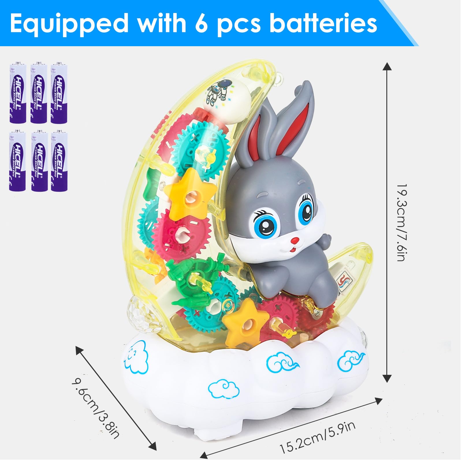Foto 4 pulgar | Coche De Juguete Zhfuys Iluminado De Forma Transparente Con Engranajes Móviles Para Niños De 3 Años O Más -