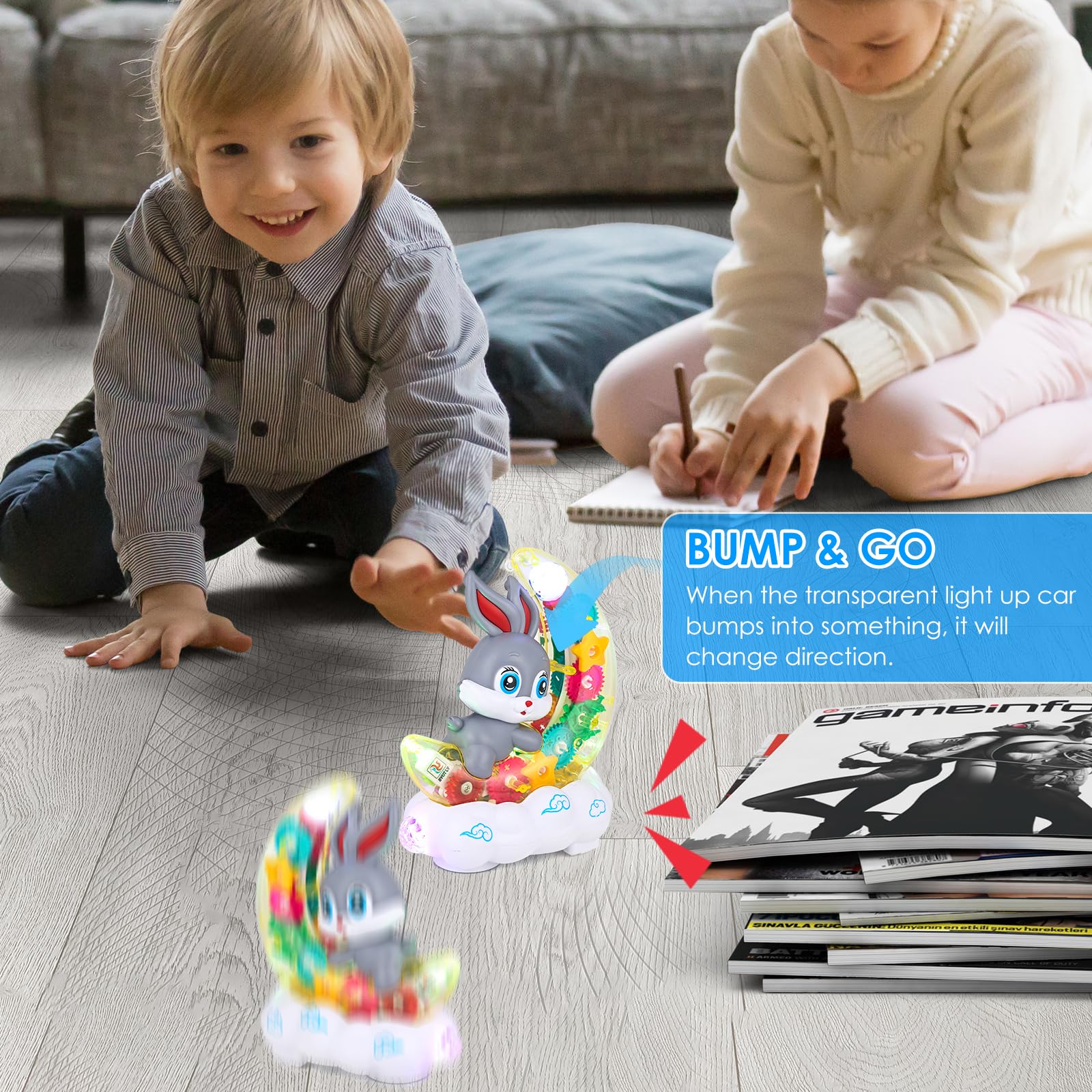 Foto 6 pulgar | Coche De Juguete Zhfuys Iluminado De Forma Transparente Con Engranajes Móviles Para Niños De 3 Años O Más -