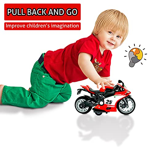 Foto 7 pulgar | Motocicleta De Juguete Cyysfivqz Pull Back Con Sonidos Y Luces 1:12 S - Venta Internacional.