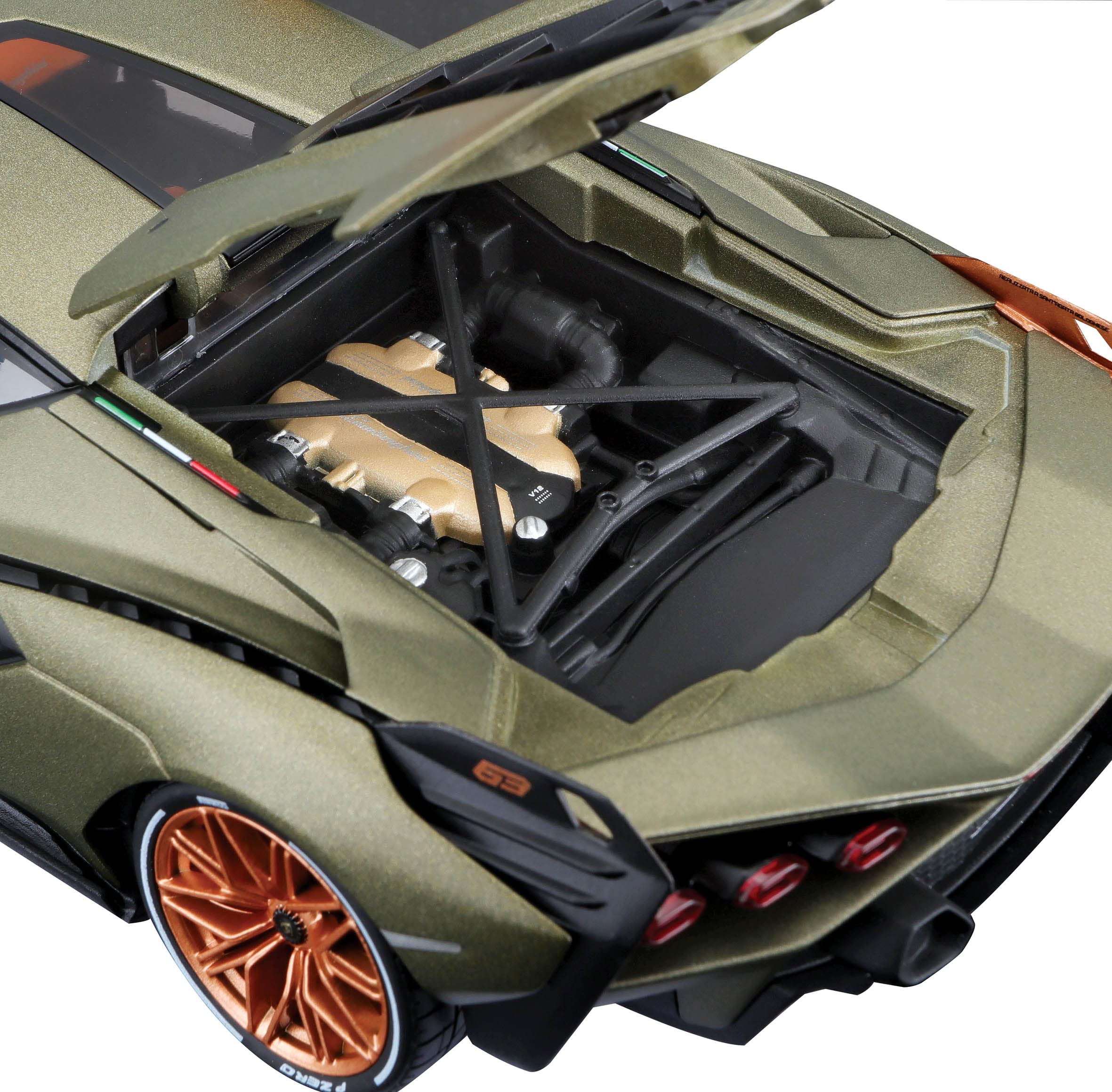 Foto 6 pulgar | Lamborghini Bburago Sián Fkp37 Fundido A Escala 1:18 Verde - Venta Internacional.