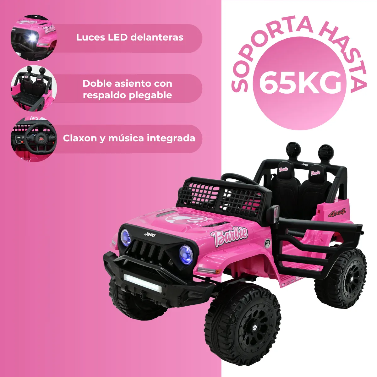 Foto 2 | Camioneta Eléctrica para Niña Jeep Aeiou B010 Rosa