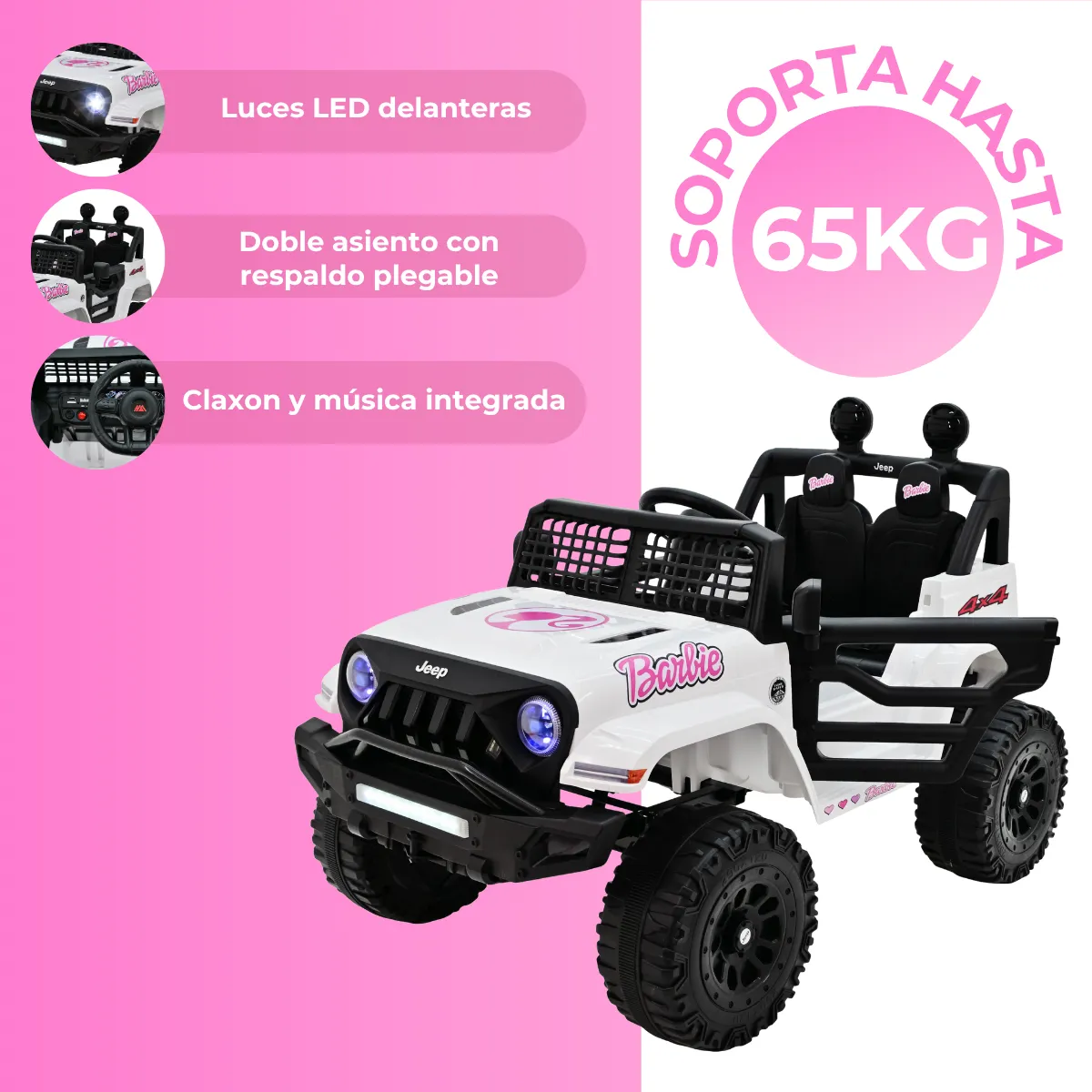 Foto 3 pulgar | Camioneta Eléctrica Para Niña Jeep Aeiou B010