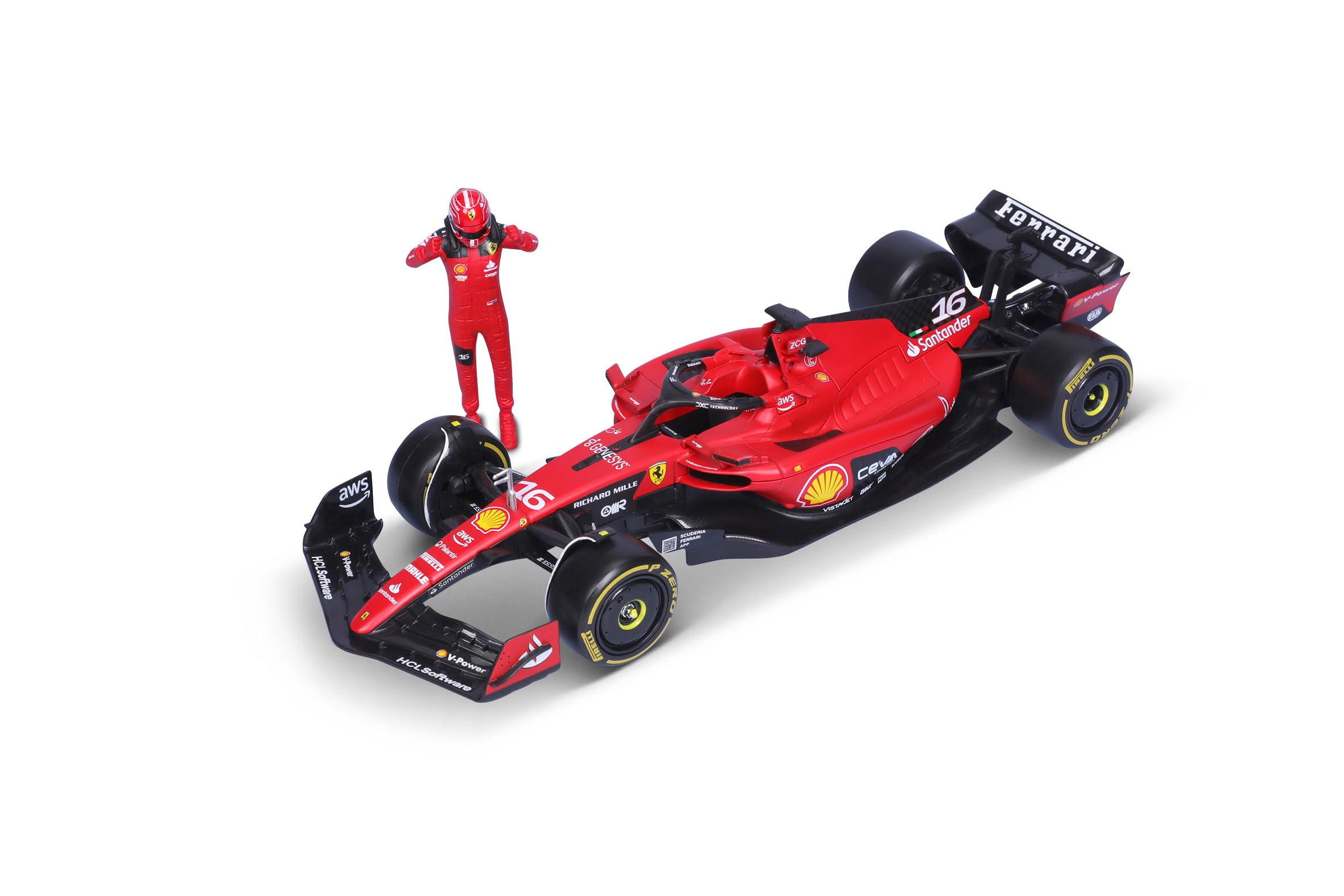 Foto 2 pulgar | Coche Fundido A Presión Bburago Ferrari Sf-23 2023 1:24 Con Figura Leclerc - Venta Internacional.