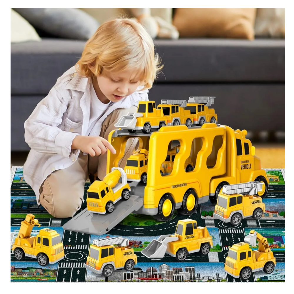 Foto 5 pulgar | Carros De Ingeniería 7pz Belug  Amarillo