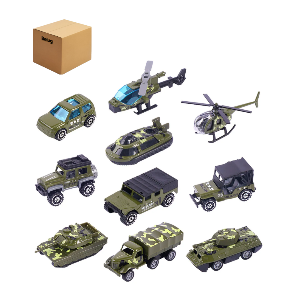 Foto 1 | Carros De Juguete 10 Pz Belug Verde Militar