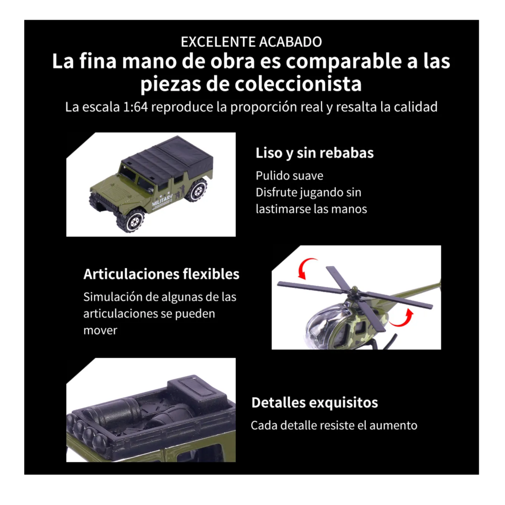 Foto 6 pulgar | Carros De Juguete 10 Pz Belug Verde Militar