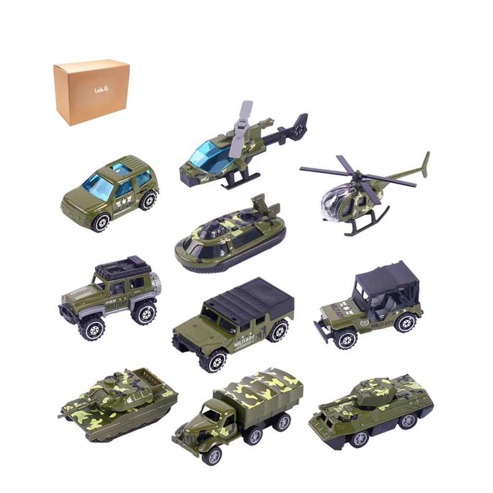 Foto 2 pulgar | Carros De Juguete 10 Pz Lab.g Verde Militar