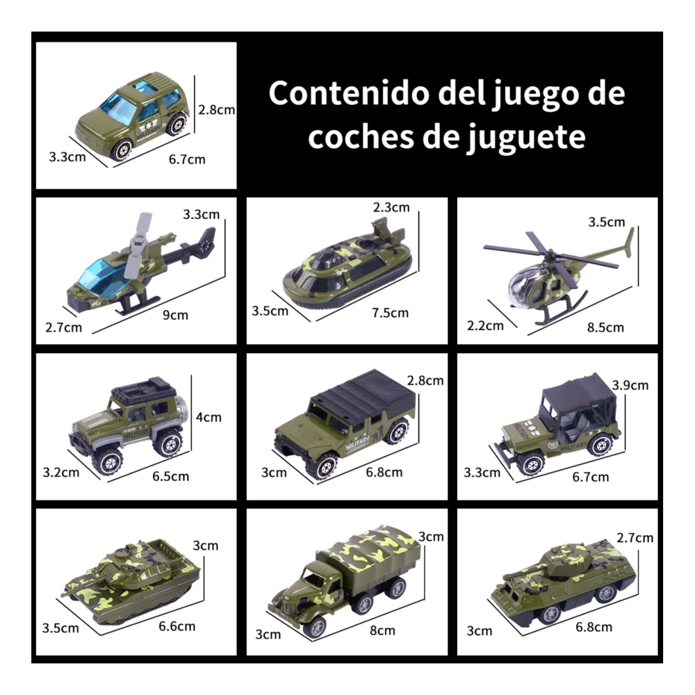 Foto 3 pulgar | Carros De Juguete 10 Pz Lab.g Verde Militar
