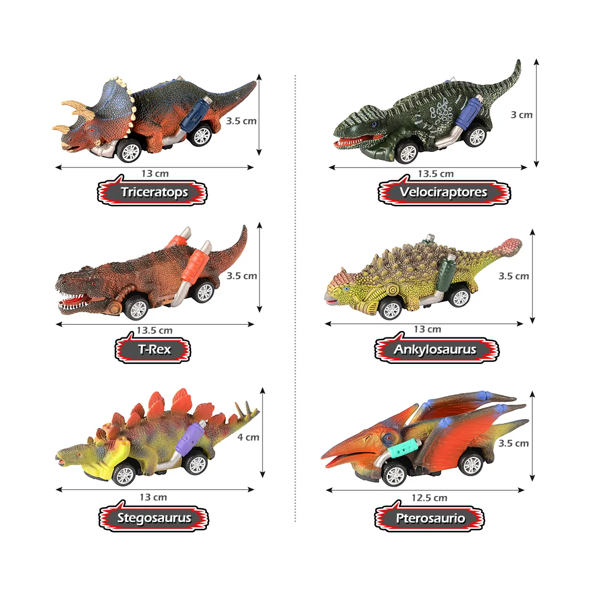 Foto 2 | Carritos De Dinosaurio Lab.g  Multicolor 6 Piezas