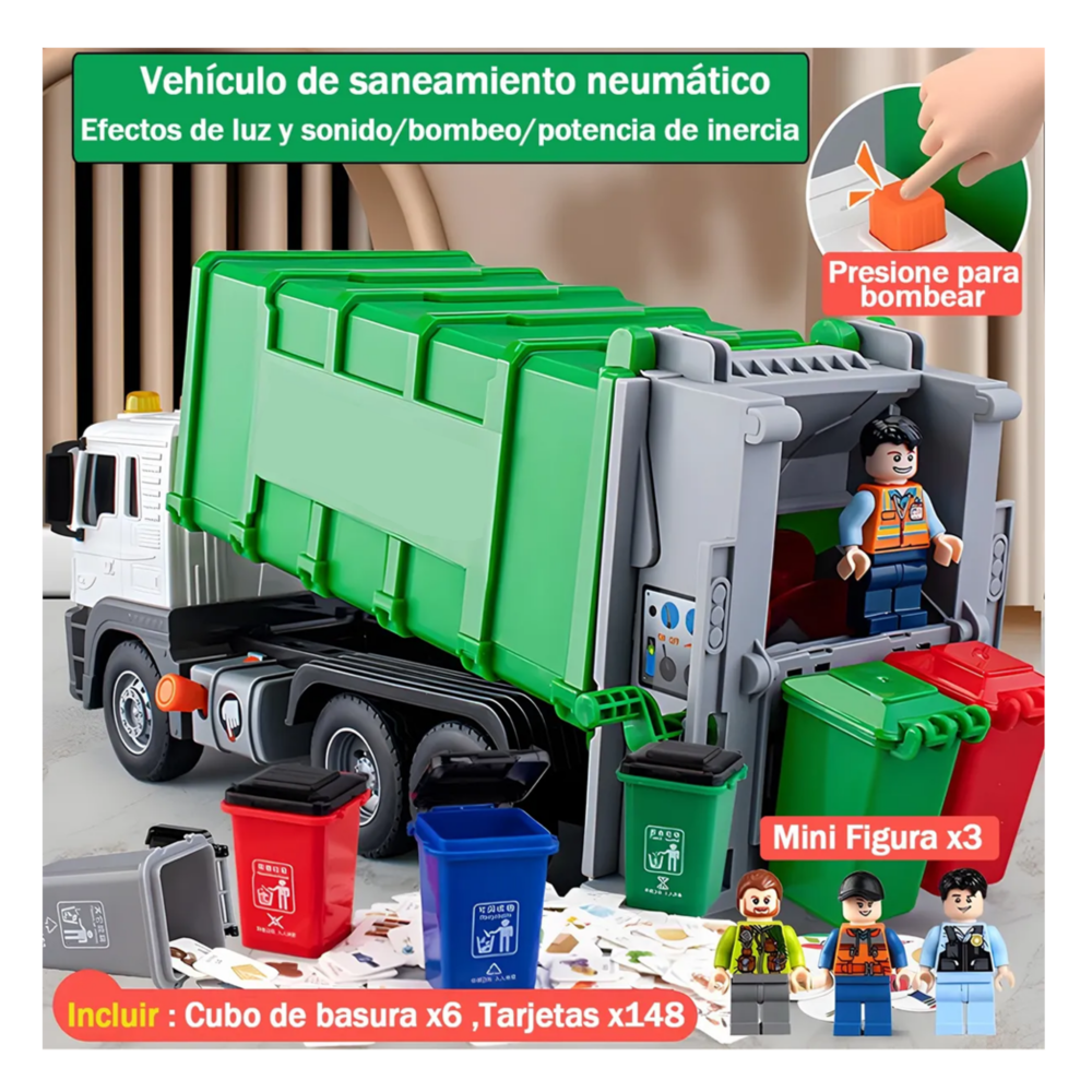 Foto 2 | Camión De Basura Juguetes Lab.g  Verde Blanco 158 Pz