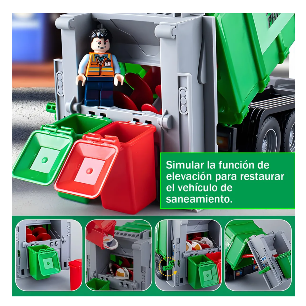 Foto 4 pulgar | Camión De Basura Juguetes Lab.g  Verde Blanco 158 Pz