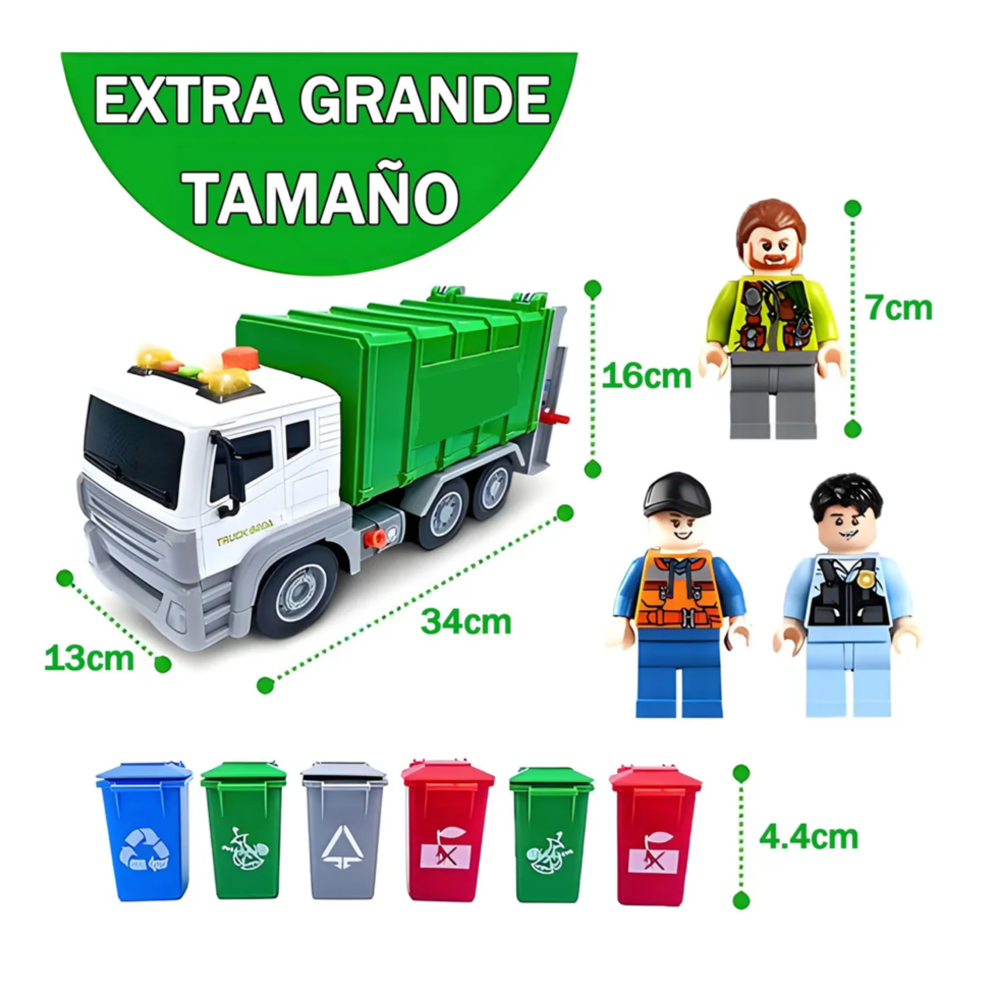 Foto 4 | Camión De Basura Juguetes Lab.g  Verde Blanco 158 Pz