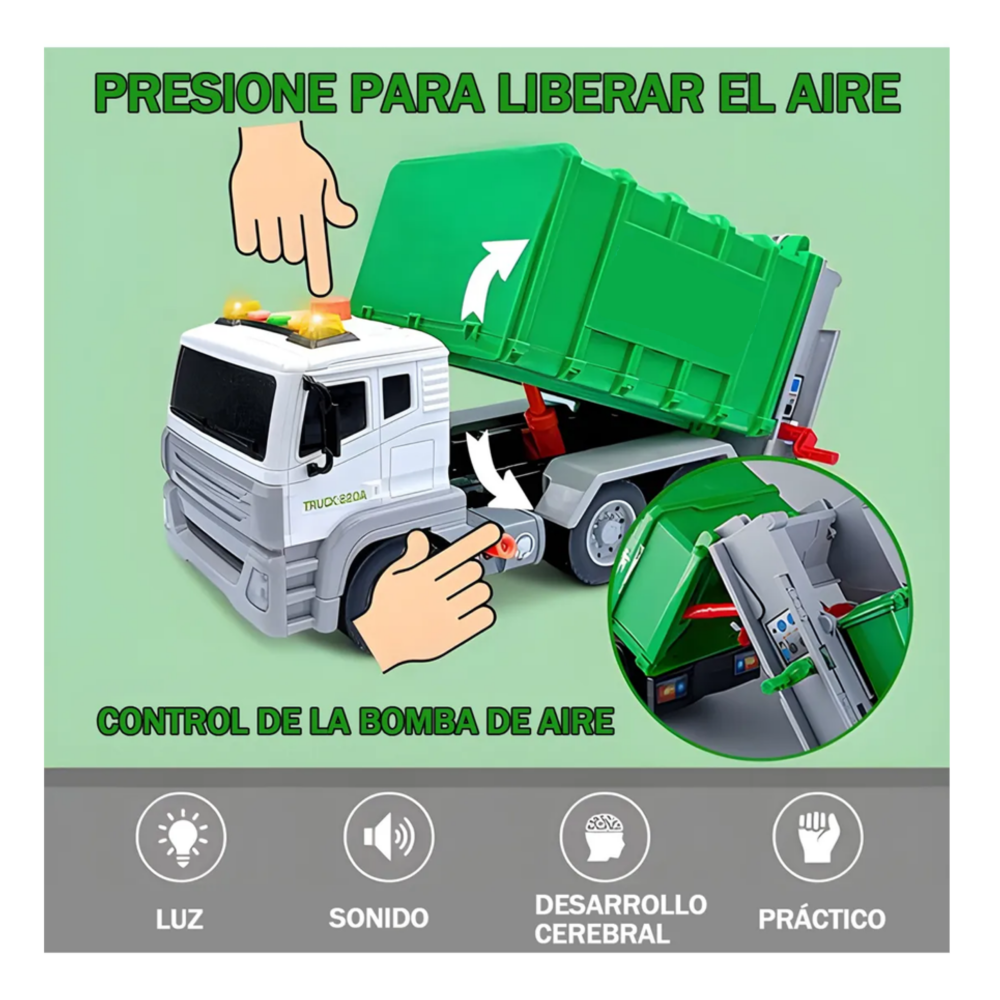 Foto 5 | Camión De Basura Juguetes Lab.g  Verde Blanco 158 Pz