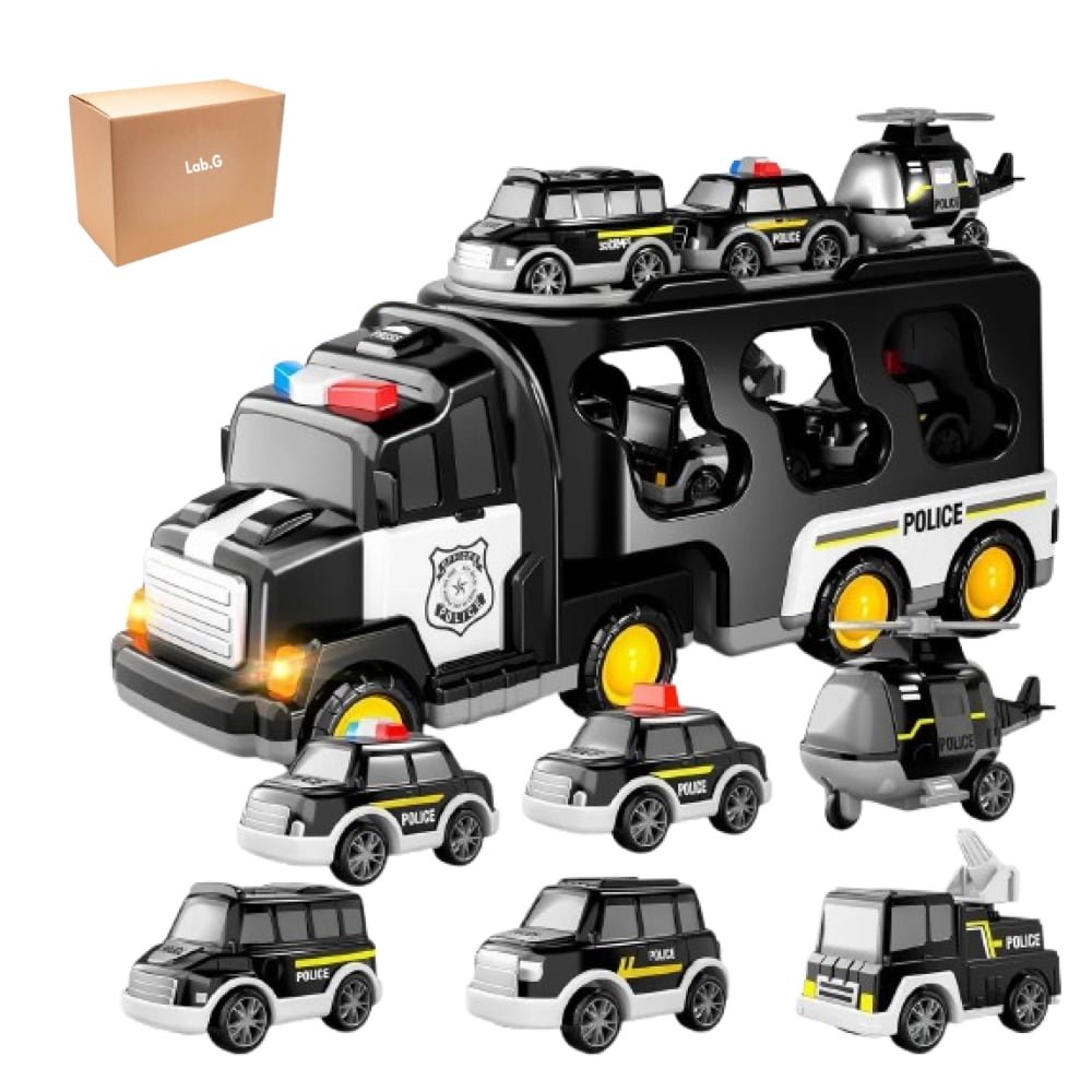 Coche De Policía 7pz Lab.g  Negro Blanco $689