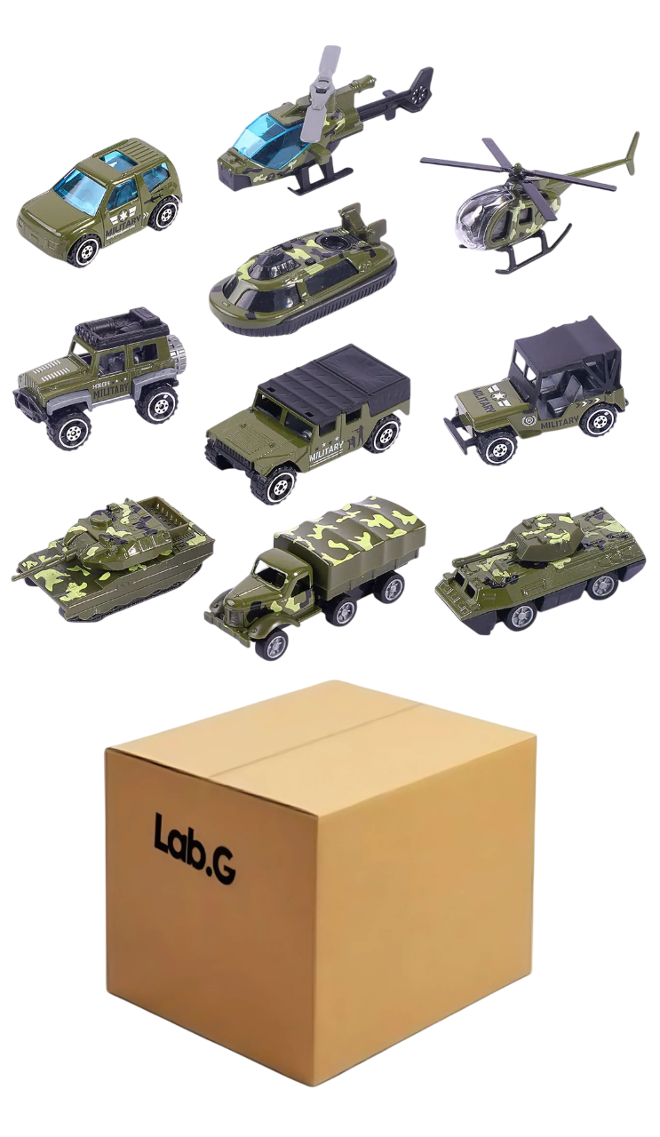 Foto 2 pulgar | Carros De Juguete 10 Pz Verde Militar