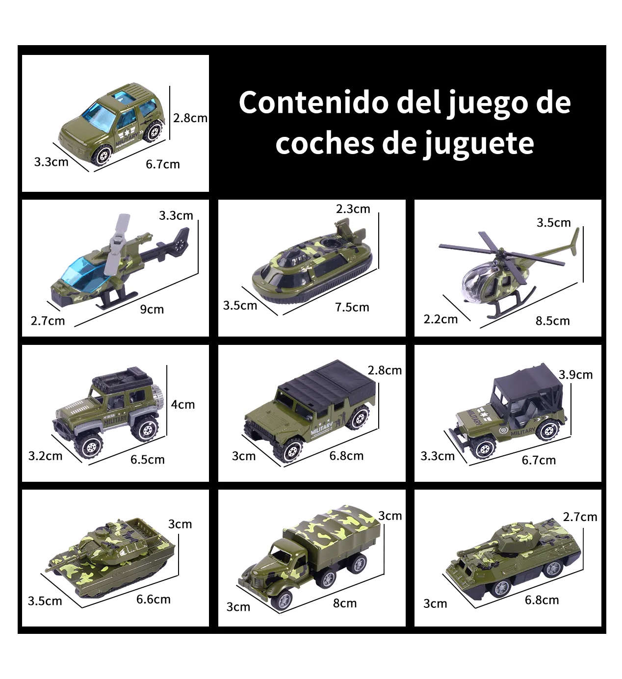 Foto 6 pulgar | Carros De Juguete 10 Pz Verde Militar