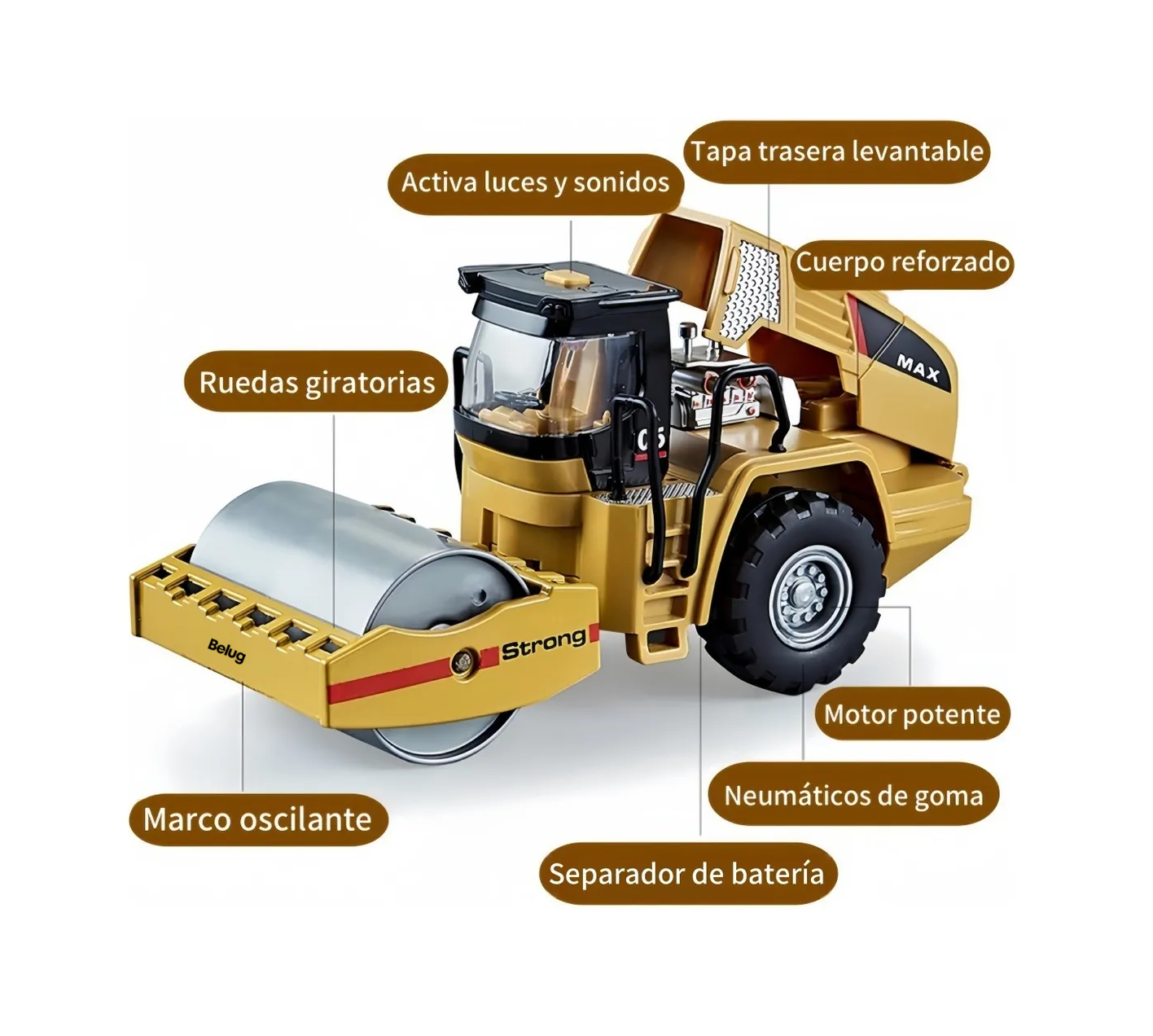 Foto 3 pulgar | Coche De Ingeniería De Aleación Para Niños Con 50 Pegatinas Amarillo