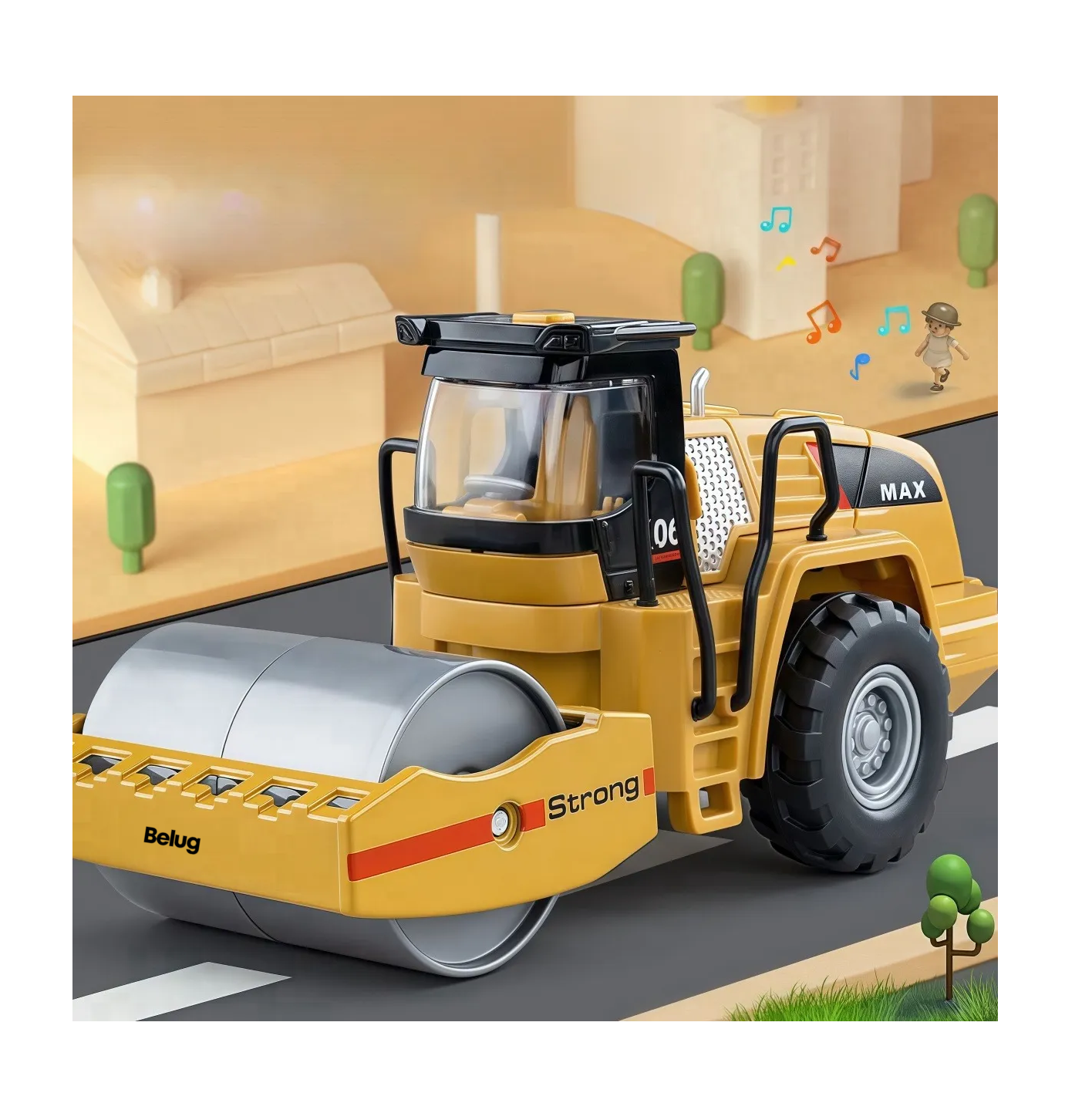 Foto 5 pulgar | Coche De Ingeniería De Aleación Para Niños Con 50 Pegatinas Amarillo