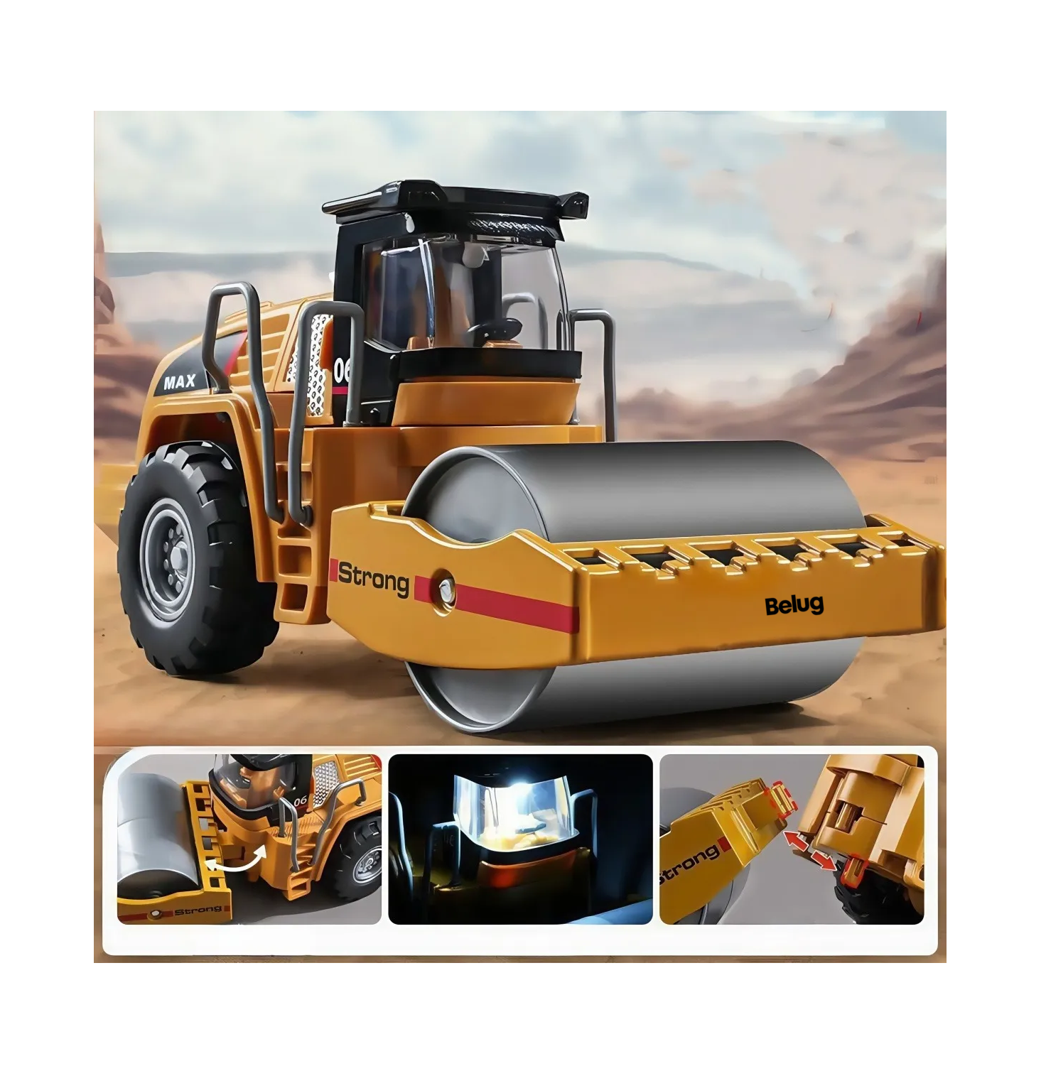 Foto 6 pulgar | Coche De Ingeniería De Aleación Para Niños Con 50 Pegatinas Amarillo