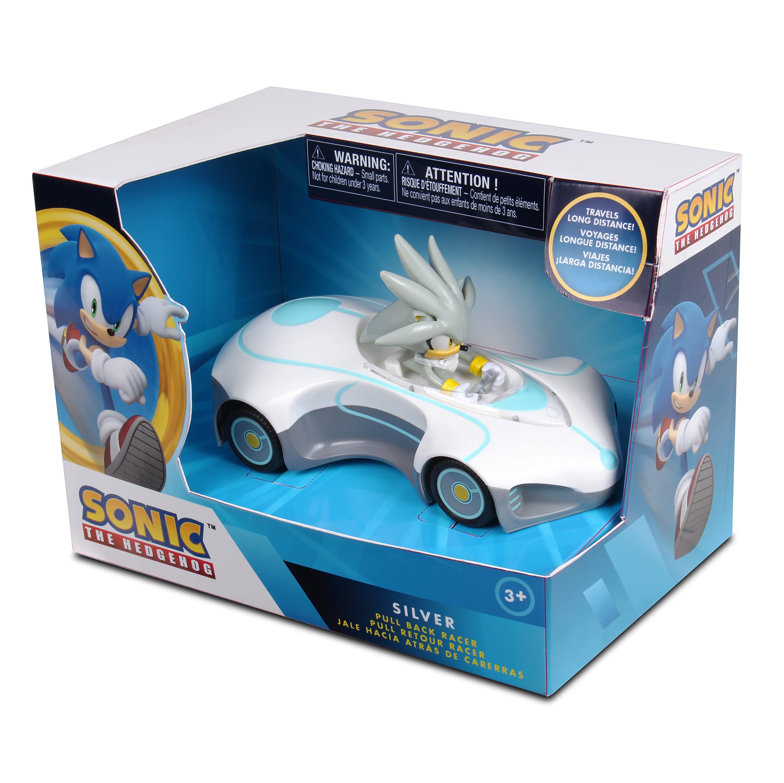 Foto 5 pulgar | Pull Back Racer Nkok Team Sonic Silver Sonic Sin Baterías - Venta Internacional.