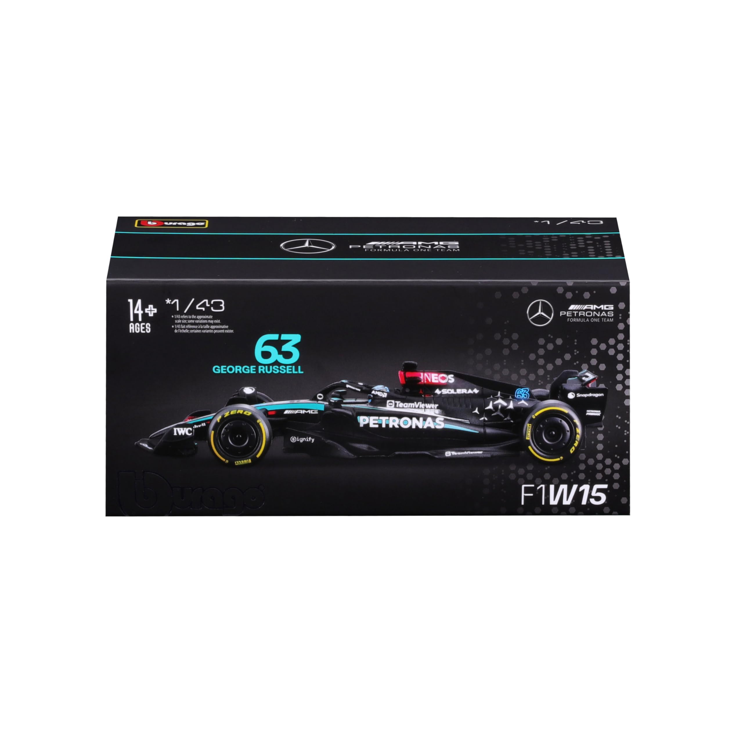 Foto 5 pulgar | Vehículo De Fórmula Fundido A Presión Bburago 1:43 2024 Race Mercedes W15 - Venta Internacional.