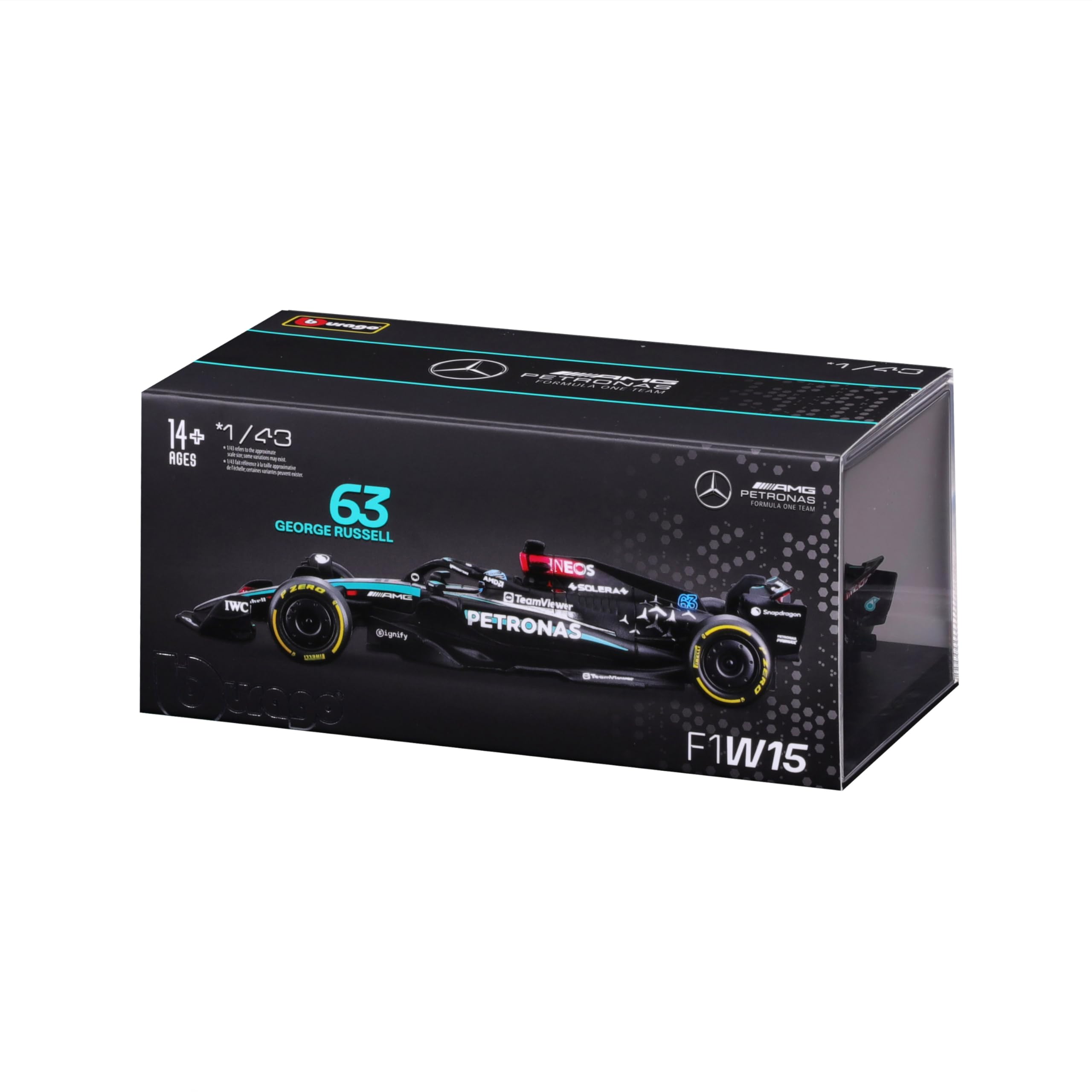 Foto 6 pulgar | Vehículo De Fórmula Fundido A Presión Bburago 1:43 2024 Race Mercedes W15 - Venta Internacional.