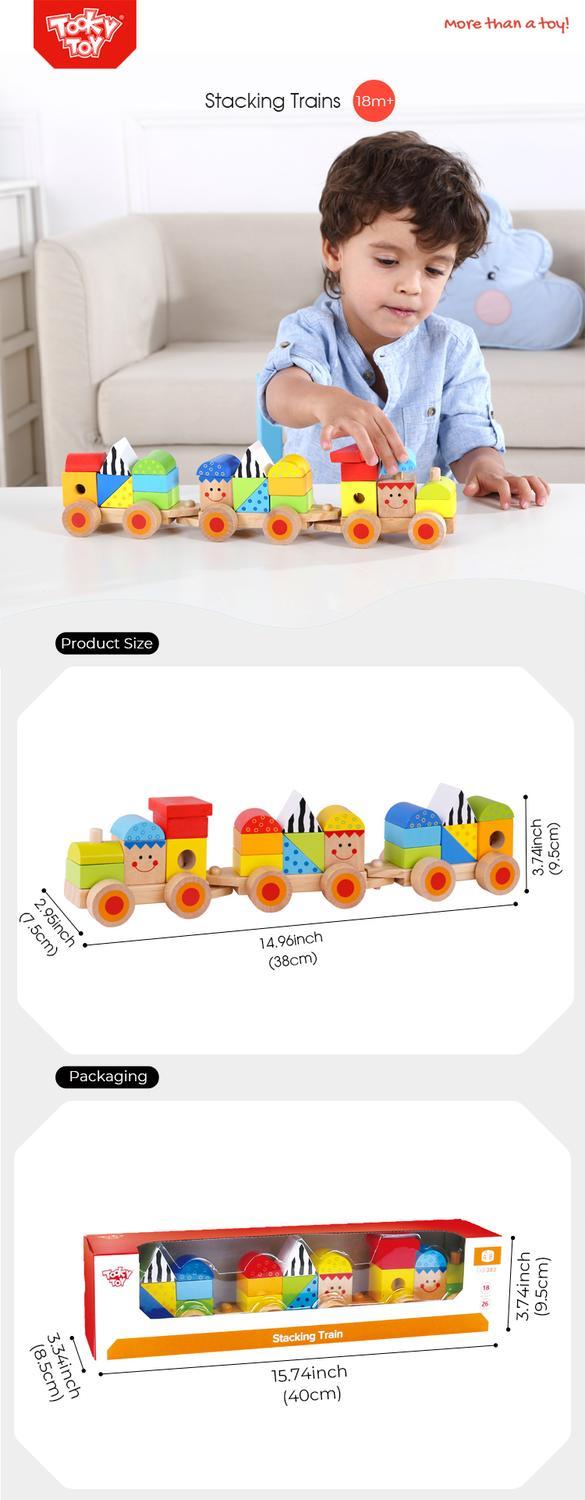 Foto 3 | Tren de Madera Apilable para Bebes Motriz Didáctico 26 Piezas