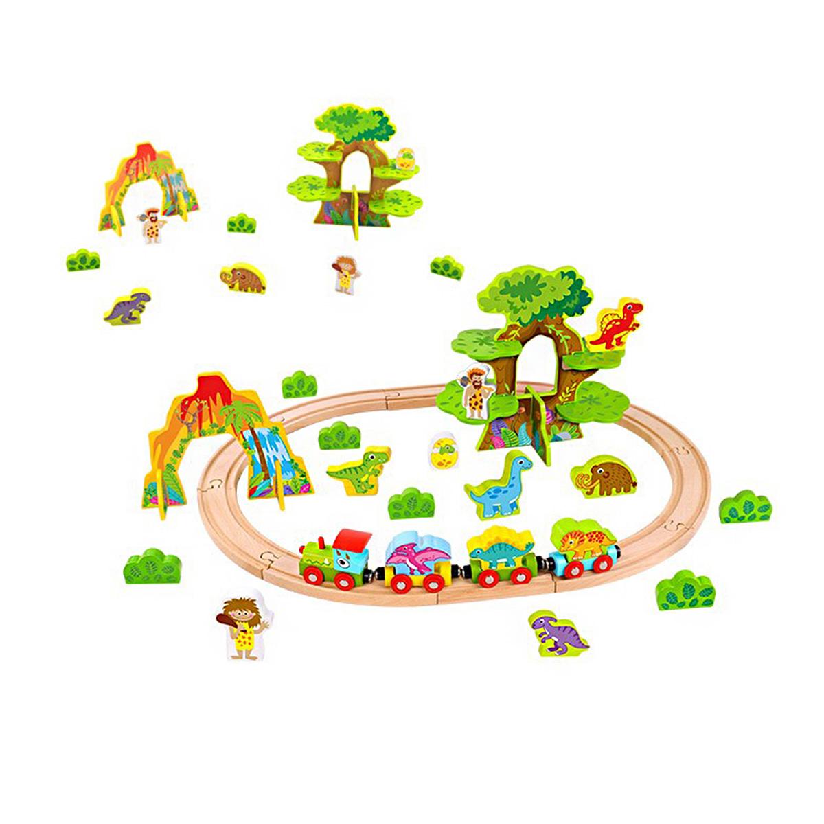 Foto 2 pulgar | Tren de Madera de Dinosaurios Set de 40 Piezas Infantil