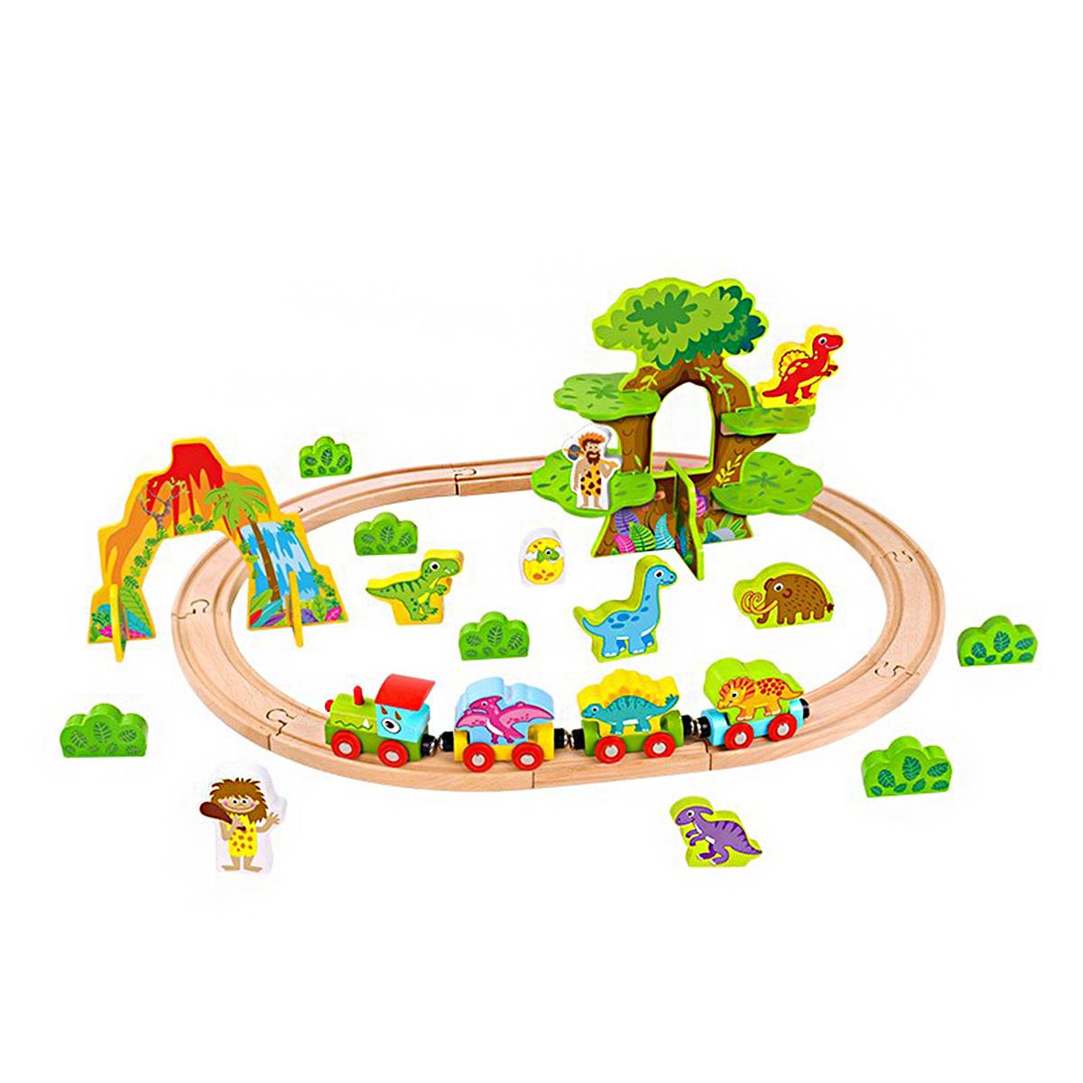 Foto 3 pulgar | Tren de Madera de Dinosaurios Set de 40 Piezas Infantil